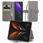 For Samsung Galaxy Z Fold3 5G Four-leaf Clasp Embossed Buckle Mobile Phone Protection Leather Case with Lanyard & Card Slot & Wallet & Bracket Function(Grey) - 1