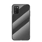 For Samsung Galaxy A02s EU Version Gradient Carbon Fiber Texture TPU Border Tempered Glass Case(Black Fiber) - 1