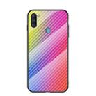 For Samsung Galaxy A11 Gradient Carbon Fiber Texture TPU Border Tempered Glass Case(Colorful Fiber) - 1