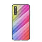 For Samsung Galaxy A41 Gradient Carbon Fiber Texture TPU Border Tempered Glass Case(Colorful Fiber) - 1