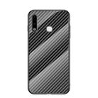 For Samsung Galaxy A70e Gradient Carbon Fiber Texture TPU Border Tempered Glass Case(Black Fiber) - 1
