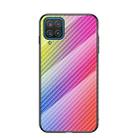 For Samsung Galaxy A12 Gradient Carbon Fiber Texture TPU Border Tempered Glass Case(Colorful Fiber) - 1
