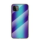 For Samsung Galaxy A22 5G Gradient Carbon Fiber Texture TPU Border Tempered Glass Case(Blue Fiber) - 1