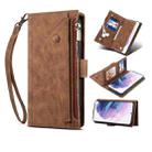 For Samsung Galaxy S21+ 5G Retro Frosted Horizontal Flip Leather Case with Holder & Card Slot & Wallet & Zipper Pocket & Lanyard(Brown) - 1