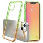 For iPhone 13 Sound Coversion Shockproof Gradient Acrylic Protective Case(Green Orange) - 1