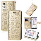 For LG Velvet 2 Pro Lovely Cat and Dog Embossing Pattern Horizontal Flip Leather Case , with Holder & Card Slots & Wallet & Cartoon Clasp & Lanyard(Gold) - 1