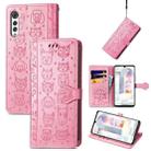 For LG Velvet 2 Pro Lovely Cat and Dog Embossing Pattern Horizontal Flip Leather Case , with Holder & Card Slots & Wallet & Cartoon Clasp & Lanyard(Pink) - 1