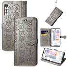 For LG Velvet 2 Pro Lovely Cat and Dog Embossing Pattern Horizontal Flip Leather Case , with Holder & Card Slots & Wallet & Cartoon Clasp & Lanyard(Grey) - 1