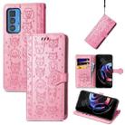 For Motorola Edge 20 Pro Lovely Cat and Dog Embossing Pattern Horizontal Flip Leather Case , with Holder & Card Slots & Wallet & Cartoon Clasp & Lanyard(Pink) - 1