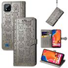 For OPPO Realme C20 Lovely Cat and Dog Embossing Pattern Horizontal Flip Leather Case , with Holder & Card Slots & Wallet & Cartoon Clasp & Lanyard(Grey) - 1