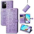 For Xiaomi Redmi 10 Lovely Cat and Dog Embossing Pattern Horizontal Flip Leather Case , with Holder & Card Slots & Wallet & Cartoon Clasp & Lanyard(Purple) - 1