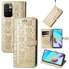 For Xiaomi Redmi 10 Lovely Cat and Dog Embossing Pattern Horizontal Flip Leather Case , with Holder & Card Slots & Wallet & Cartoon Clasp & Lanyard(Gold) - 1