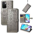For Xiaomi Redmi 10 Lovely Cat and Dog Embossing Pattern Horizontal Flip Leather Case , with Holder & Card Slots & Wallet & Cartoon Clasp & Lanyard(Grey) - 1