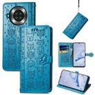 For CUBOT Note 20 Lovely Cat and Dog Embossing Pattern Horizontal Flip Leather Case , with Holder & Card Slots & Wallet & Cartoon Clasp & Lanyard(Blue) - 1