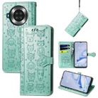 For CUBOT Note 20 Lovely Cat and Dog Embossing Pattern Horizontal Flip Leather Case , with Holder & Card Slots & Wallet & Cartoon Clasp & Lanyard(Green) - 1