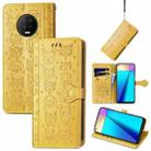 For Infinix Note 7 Lovely Cat and Dog Embossing Pattern Horizontal Flip Leather Case , with Holder & Card Slots & Wallet & Cartoon Clasp & Lanyard(Yellow) - 1