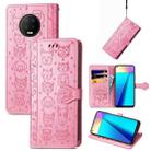 For Infinix Note 7 Lovely Cat and Dog Embossing Pattern Horizontal Flip Leather Case , with Holder & Card Slots & Wallet & Cartoon Clasp & Lanyard(Pink) - 1