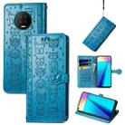 For Infinix Note 7 Lovely Cat and Dog Embossing Pattern Horizontal Flip Leather Case , with Holder & Card Slots & Wallet & Cartoon Clasp & Lanyard(Blue) - 1