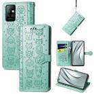 For Infinix Note 8 Lovely Cat and Dog Embossing Pattern Horizontal Flip Leather Case , with Holder & Card Slots & Wallet & Cartoon Clasp & Lanyard(Green) - 1