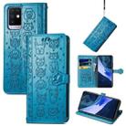 For Infinix Note 10 Lovely Cat and Dog Embossing Pattern Horizontal Flip Leather Case , with Holder & Card Slots & Wallet & Cartoon Clasp & Lanyard(Blue) - 1