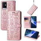 For Infinix Note 10 Lovely Cat and Dog Embossing Pattern Horizontal Flip Leather Case , with Holder & Card Slots & Wallet & Cartoon Clasp & Lanyard(Rose Gold) - 1