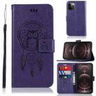 For iPhone 13 Pro Max Wind Chime Owl Embossing Pattern Horizontal Flip Leather Case with Holder & Card Slots & Wallet (Purple) - 1