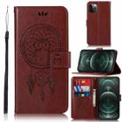 For iPhone 13 Pro Wind Chime Owl Embossing Pattern Horizontal Flip Leather Case with Holder & Card Slots & Wallet (Brown) - 1