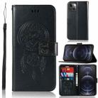 For iPhone 13 Wind Chime Owl Embossing Pattern Horizontal Flip Leather Case with Holder & Card Slots & Wallet(Black) - 1