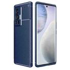 For vivo X70 Pro Carbon Fiber Texture Shockproof TPU Case(Blue) - 1