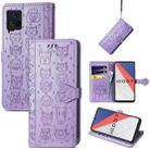 For Vivo iQOO 7 Lovely Cat and Dog Embossing Pattern Horizontal Flip Leather Case , with Holder & Card Slots & Wallet & Cartoon Clasp & Lanyard(Purple) - 1