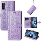 For Vivo iQOO Neo3 Lovely Cat and Dog Embossing Pattern Horizontal Flip Leather Case , with Holder & Card Slots & Wallet & Cartoon Clasp & Lanyard(Purple) - 1