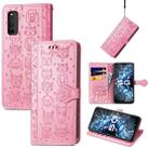 For Vivo iQOO Neo3 Lovely Cat and Dog Embossing Pattern Horizontal Flip Leather Case , with Holder & Card Slots & Wallet & Cartoon Clasp & Lanyard(Pink) - 1