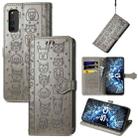 For Vivo iQOO Neo3 Lovely Cat and Dog Embossing Pattern Horizontal Flip Leather Case , with Holder & Card Slots & Wallet & Cartoon Clasp & Lanyard(Grey) - 1