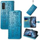 For Vivo iQOO Neo3 Lovely Cat and Dog Embossing Pattern Horizontal Flip Leather Case , with Holder & Card Slots & Wallet & Cartoon Clasp & Lanyard(Blue) - 1
