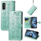 For Vivo iQOO Neo3 Lovely Cat and Dog Embossing Pattern Horizontal Flip Leather Case , with Holder & Card Slots & Wallet & Cartoon Clasp & Lanyard(Green) - 1