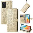 For Vivo S10 Pro Lovely Cat and Dog Embossing Pattern Horizontal Flip Leather Case , with Holder & Card Slots & Wallet & Cartoon Clasp & Lanyard(Gold) - 1