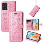 For Vivo S10 Pro Lovely Cat and Dog Embossing Pattern Horizontal Flip Leather Case , with Holder & Card Slots & Wallet & Cartoon Clasp & Lanyard(Pink) - 1