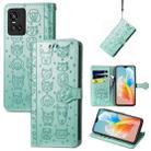 For Vivo S10 Pro Lovely Cat and Dog Embossing Pattern Horizontal Flip Leather Case , with Holder & Card Slots & Wallet & Cartoon Clasp & Lanyard(Green) - 1
