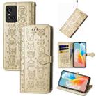 For Vivo S10 Lovely Cat and Dog Embossing Pattern Horizontal Flip Leather Case , with Holder & Card Slots & Wallet & Cartoon Clasp & Lanyard(Gold) - 1