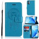 For OnePlus Nord N200 5G Wind Chime Owl Embossing Pattern Horizontal Flip Leather Case with Holder & Card Slots & Wallet(Blue) - 1