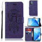 For OnePlus Nord N200 5G Wind Chime Owl Embossing Pattern Horizontal Flip Leather Case with Holder & Card Slots & Wallet(Purple) - 1