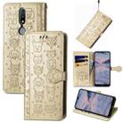 For Nokia 2.4 Lovely Cat and Dog Embossing Pattern Horizontal Flip Leather Case , with Holder & Card Slots & Wallet & Cartoon Clasp & Lanyard(Gold) - 1