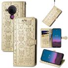 For Nokia 5.4 Lovely Cat and Dog Embossing Pattern Horizontal Flip Leather Case , with Holder & Card Slots & Wallet & Cartoon Clasp & Lanyard(Gold) - 1