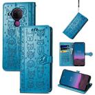 For Nokia 5.4 Lovely Cat and Dog Embossing Pattern Horizontal Flip Leather Case , with Holder & Card Slots & Wallet & Cartoon Clasp & Lanyard(Blue) - 1