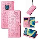 For Nokia XR20 Lovely Cat and Dog Embossing Pattern Horizontal Flip Leather Case , with Holder & Card Slots & Wallet & Cartoon Clasp & Lanyard(Pink) - 1