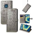 For Nokia XR20 Lovely Cat and Dog Embossing Pattern Horizontal Flip Leather Case , with Holder & Card Slots & Wallet & Cartoon Clasp & Lanyard(Grey) - 1