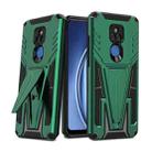 For Motorola Moto G Play 2021 Super V Armor PC + TPU Shockproof Case with Invisible Holder(Dark Green) - 1