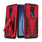 For Motorola Moto G Play 2021 Super V Armor PC + TPU Shockproof Case with Invisible Holder(Red) - 1
