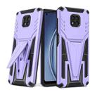 For Motorola Moto G Power 2021 Super V Armor PC + TPU Shockproof Case with Invisible Holder(Purple) - 1