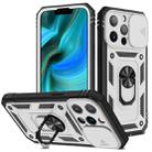 For iPhone 13 Pro Max Sliding Camera Cover Design TPU + PC Protective Case with 360 Degree Rotating Holder & Card Slot (White+Black) - 1